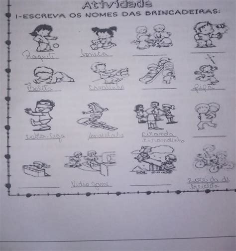 Escreva Os Nomes Das Brincadeiras