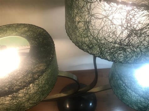 Posted on july 24, 2011 by hepcats haven. Unusual Triple Shade Table Lamp,,Majestic Lamp Company,,Green Fiberglass Shades For Sale at 1stdibs