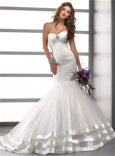 Trumpet Mermaid Sweetheart Pleat Tulle Wedding Dress With Layered