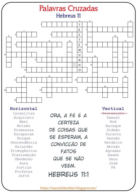 Palavras Cruzadas Bíblicas Com Respostas
