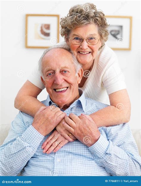 Closeup Of A Smiling Senior Couple Hugging Stock Image Image Of