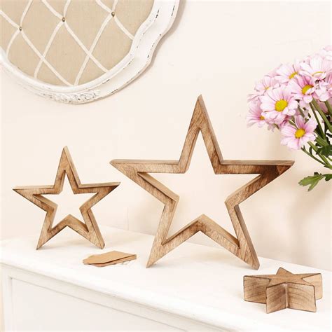 Trio Of Nesting Wooden Stars Wooden Stars Colorful T Wrapping