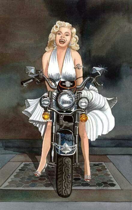Marilyn Monroe Female Motorcycle Riders Biker Art Harley Davidson