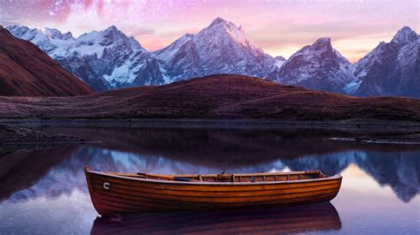 Boat Starry Night Sky Hd Nature 4k Wallpapers Images