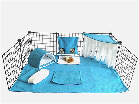 Candc Guinea Pig Small Animal Waterproof Fleece Cage Liner Set Turquoise