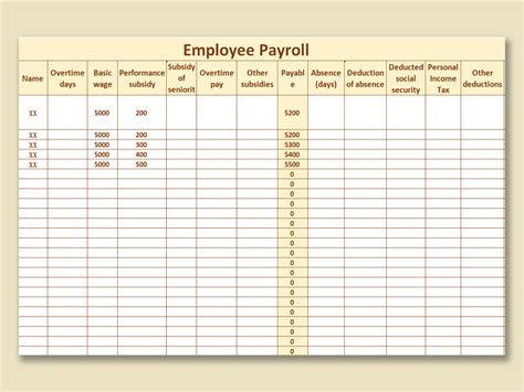 EXCEL Of Employee Payroll Calculator Xlsx WPS Free Templates