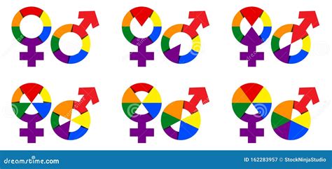 Gender Symbol Collection In Rainbow Color Illustration Vector Rainbow Male Female Gender Sign