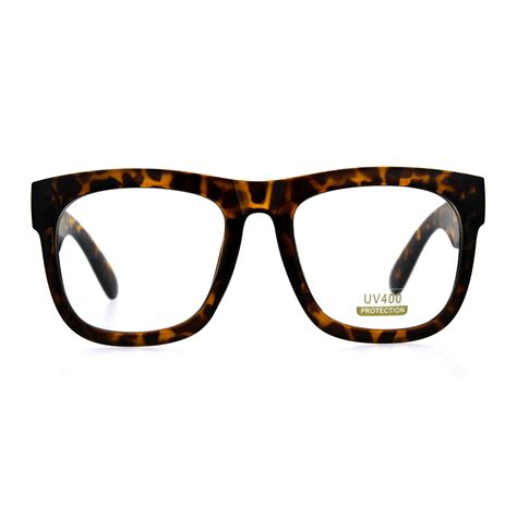 Mens Thick Plastic Horn Rim Rectangular Geek Eye Glasses Tortoise