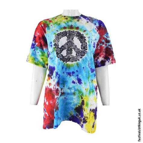 Tie Dye Cotton T Shirt Peace Sign Xlarge Festival Shirts And Tops
