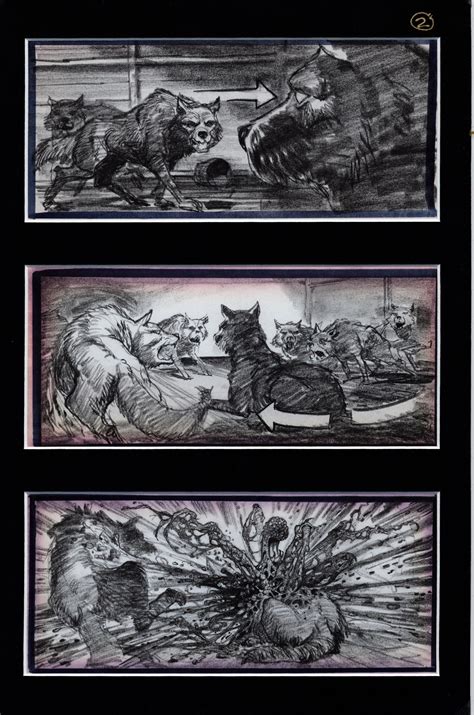 Mike Ploogs Storyboards Of The Dog Kennel Attack Sequence In John