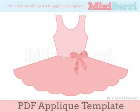 Ballet Tutu Dress Applique Pattern Pdf Applique Template