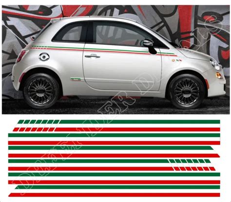 Fiat 500 Stripes Abarth Racing Decals Sticker Set Aufkleber Adesivi