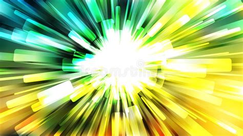 Abstract Green Yellow And White Radial Lights Background Stock Vector