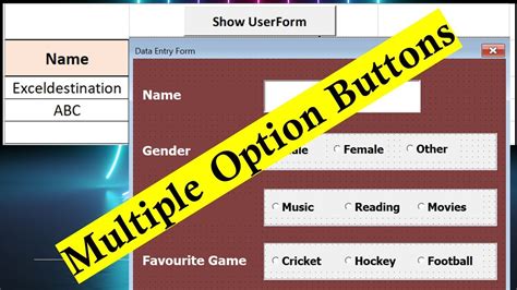 Excel VBA UserForm With Multiple Option Buttons VBA Code For Option Buttons YouTube