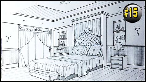 How To Draw A Bedroom Interior In 2 Point Perspective Youtube