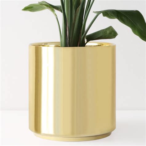 The Cylinder Planter Ceramic Indoor Flower Pots Gold Planter