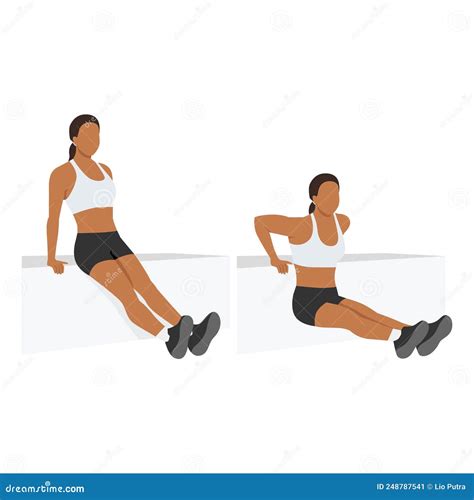 Woman Doing Tricep Dips Exercise Flat Vector Stock Illustration 248787541
