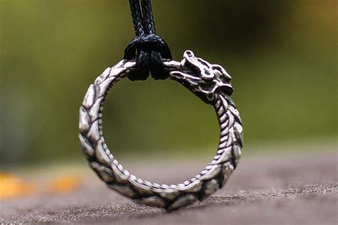 Viking Norse Ouroboros Serpent Sterling Silver Pendant Ancient