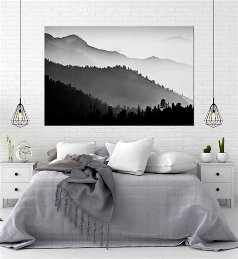 Black And White Mountains Wall Art Smoky Mountains Canvas Etsy
