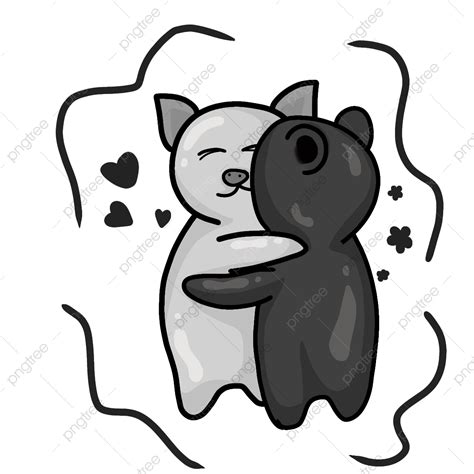 Comic Style Hd Transparent, Animal Cartoon In Comic Art Style Sweet Hug