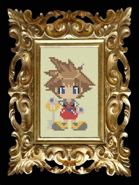 In case of the aida 14ct canvas. Kingdom Hearts Cross Stitch Pattern - Sora - Beginner 14ct ...