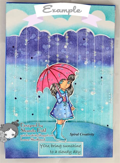 Digital Stamp Rainy Days Girl With Umbrella Digi Coloring Etsy