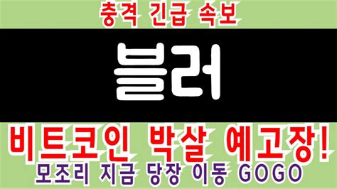 블러 충격긴급속보 비트코인 박살 예고장 모조리 지금 당장 이동 Gogo 블러 블러코인전망 블러코인 Youtube