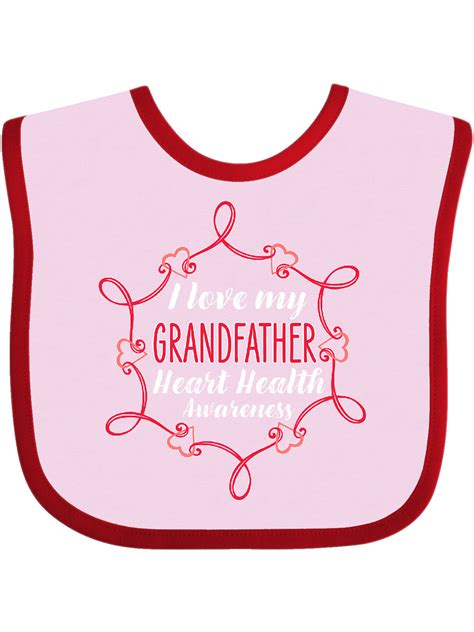 Inktastic I Love My Grandfather Heart Health Awareness Infant Bib Unisex Pink And Red