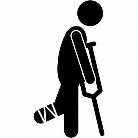 Broken Crutch Injured Leg Man Stick Walking Icon Download On