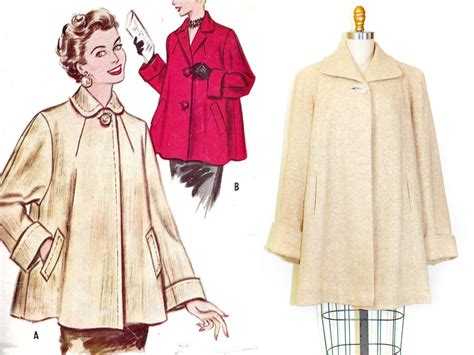 1950s Swing Coat Macaroon Vintage 1950s Tweed Cropped Wool Swing