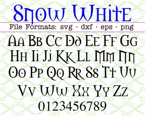Snow White Font Svg Files Cricut And Silhouette Files Svg Dxf Eps Png