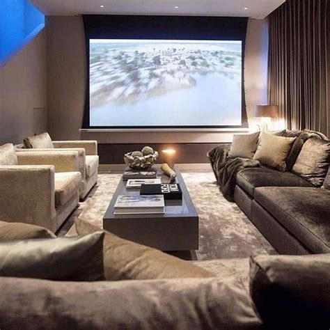 Nice sofa and ottoman with theater | Small home theaters, Home theater seating, Home theater setup