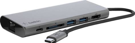 Belkin 4 Port Usb Type C Hub With Gigabit Ethernet Adapter Space Gray