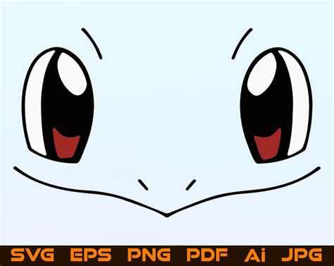 Squirtle Pokemon Face Svg Squirtle Eyes Svg Smile Clipart Cut Files For