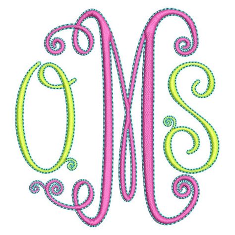 Swirly Monogram Embroidery Font Set Instant Download