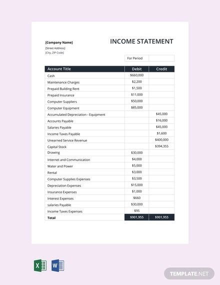 Income Statement Template 14 Free Excel Pdf Word Documents Download