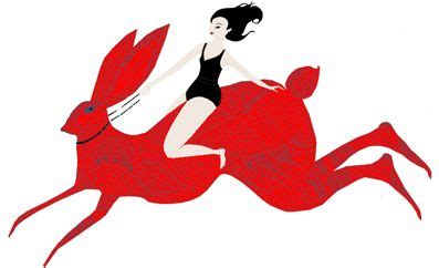 Love This Woman Riding Red Rabbit Cute Buns Illustration Character