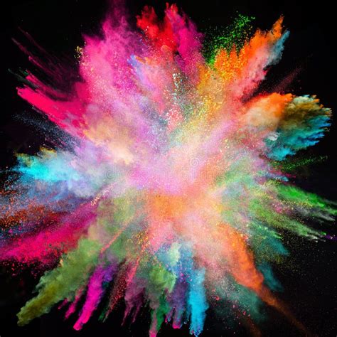 Colored Powder Explosion On Black Background Stock Image Image Of