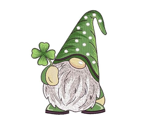 St Patricks Day Gnome Embroidery Design 5 Sizes Instant Etsy