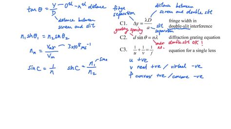 Dse Physics On One Page Formula Sheet Page 2 Waves Youtube