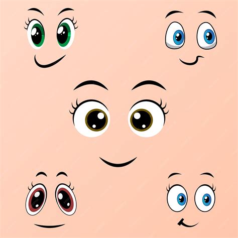 Premium Vector Set Of Cute Cartoon Eyes With Cute Expression