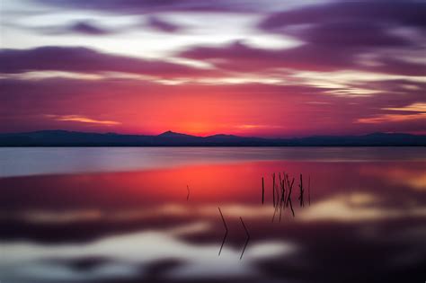 Wallpaper Sunlight Sunset Sea Lake Water Reflection Sunrise
