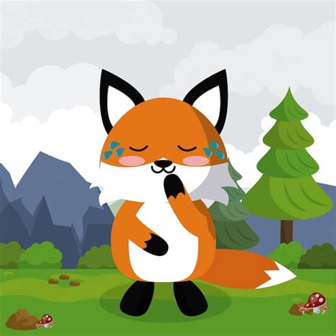 Premium Vector Cute Fox Cartoon Illustration
