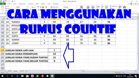 Cara Komputer Fungsi Rumus Count Countif Countifs Pada Microsoft Excel