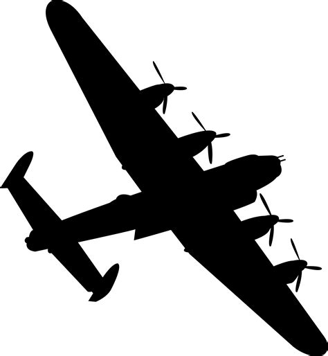 Lancaster Bomber Black Silhouette Vector Clipart Image Free Stock