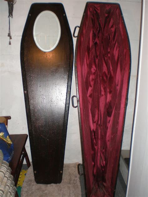 Rare Antique Wood Coffin Casket All Original Glass View Old Vintage