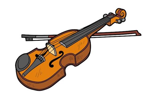 Ilustración De Vector De Dibujos Animados Violín Instrumento Musical