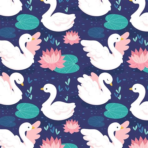 Free Vector Elegant Swan Pattern