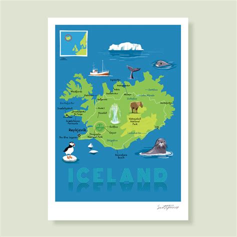 Iceland Map A4 Giclee Print — Scott Jessop