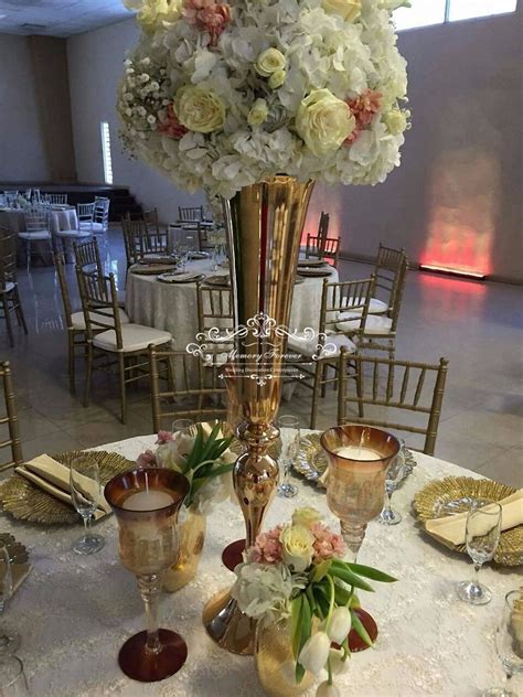 Shiny Gold Wedding Flower Vases 88cm Tall Table Centerpiece Metal Gold